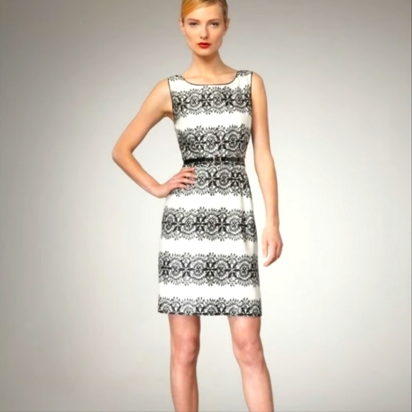 Kate Spade Lola black white lined sheath dress size 4 NO BELT - Picture 1 of 8